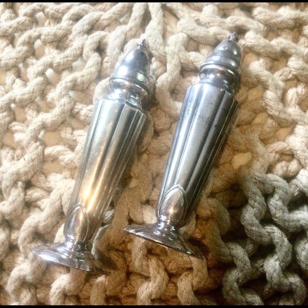 VINTAGE POOLE SILVER CO. SALT & PEPPER SHAKERS